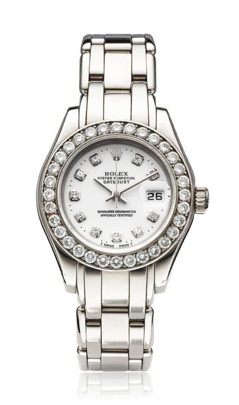 rolex datejust ladies white gold diamond pave watch|lady datejust white gold watch.